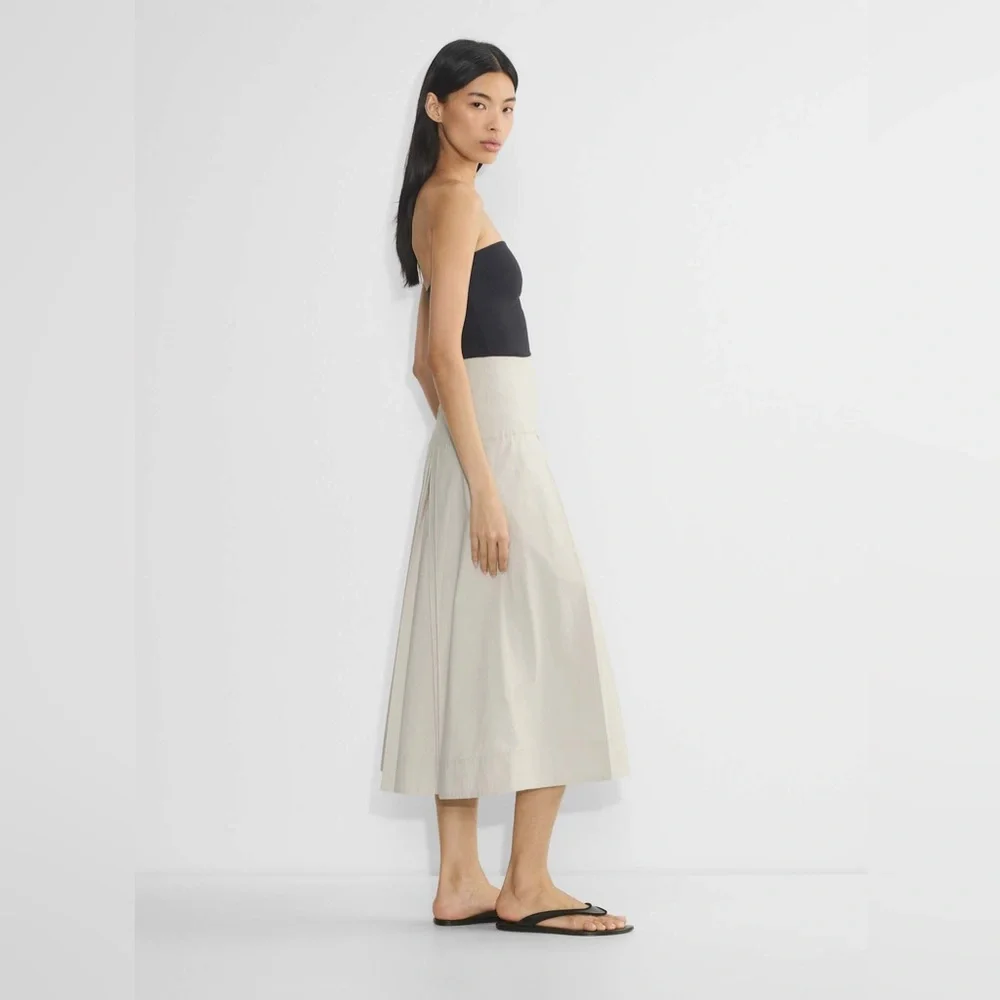 Babaton Artizia Chandelier Poplin High Rise Cotton Poplin Maxi Skirt Matte Pearl - Picture 2 of 15
